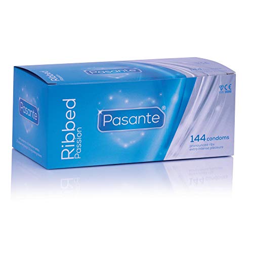 Pasante Ribbed Condoms, Pack of 144, 1er Pack(1 x 1 Stück)