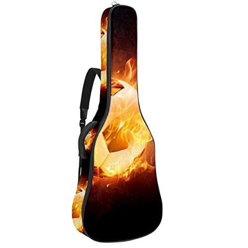 Gitarren-Gigbag, wasserdicht, Reißverschluss, weich, für Bassgitarre, Akustik- und klassische Folk-Gitarre, Sport, Fußball, Feuer
