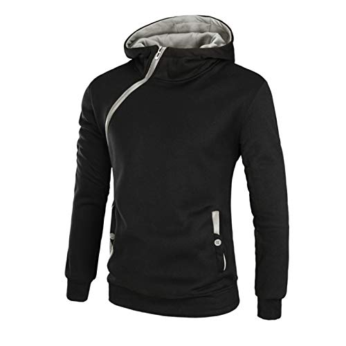 Herren Hoodies Pullover Full Zip Hooded Sweatshirt Sport Running Top Casual Langarm Hoodie mit Tasche Schwarz Grau XL
