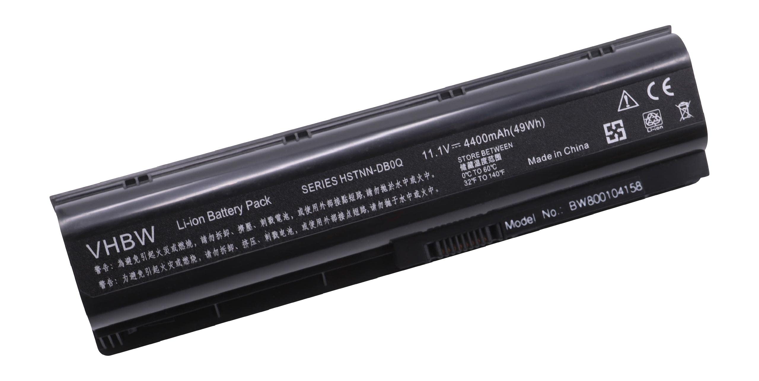 vhbw Li-Ion Akku 4400mAh (11.1V) schwarz kompatibel mit Notebook Laptop HP TouchSmart tm2, tm2 2105eg, tm2 2105tx, tm2-1000 Ersatz für HSTNN-DB0Q, 582215-241.