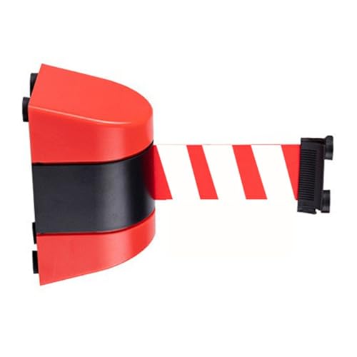 HHCCTEO Magnetischer Warngurt mit Saugnapf, an der Wand montiertes einziehbares Sicherheitsgurt-Absperrband, rot/weiß gestreift, Vorsichtsgefahr für Outdoor-Sport-Rungenwarteschlange(10m/32ft)