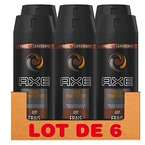 Axe Dark Temptation Herren Antibakterielles Deospray für 48 Stunden Frische, um den ganzen Tag gut zu riechen, gegen schlechte Gerüche, 6er Pack (6 x 150 ml)