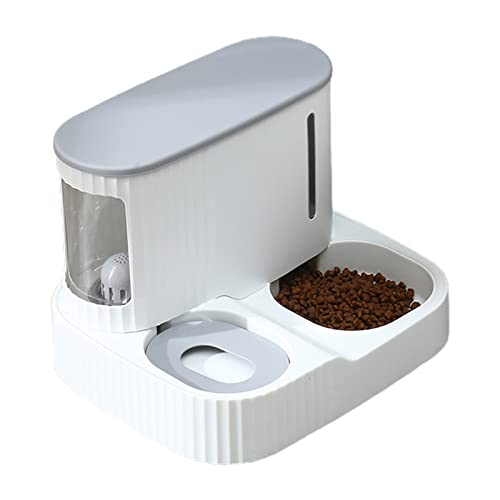 Pet Food Feeder Abnehmbares Futter Gravity Replenishment Pet Dog Cat Food Water Dispenser Double Bowl Pet Supplies Grau