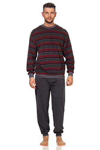Herren Frottee Pyjama Schlafanzug mit Bündchen und Rundhals - auch in Übergrößen - 93 751, Farbe:rot, Größe:68/70