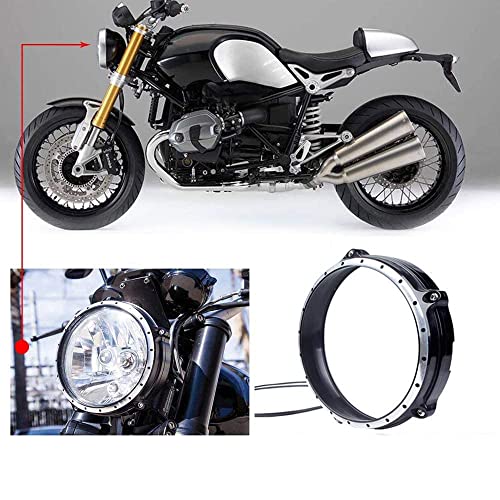 XX eCommerce Motorrad Aluminium Schwarz 7" Scheinwerfer Lünette Trimmen Ring Abdeckung für 2014-2017 B-M-W R Nine T Scrambler Racer 2015 2016 2014 2017