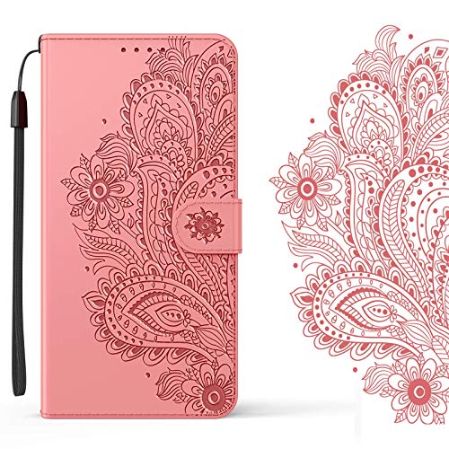 LEMAXELERS Galaxy S7 Edge Hülle,Galaxy S7 Edge Handyhülle 3D Prägung Blumen Mädchen Flip Case PU Leder Cover Magnet Schutzhülle Ständer Handytasche für Samsung Galaxy S7 Edge,YX Flower Pink