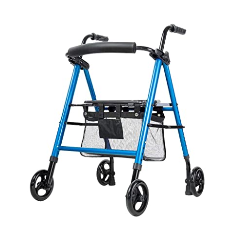 Rollator für Senioren Faltbarer Rollator für ältere Menschen mit Rädern und Rückenlehne, leichter tragbarer aufrechter Tritthilfe, faltbarer Einkaufswagen – einfach zu montieren