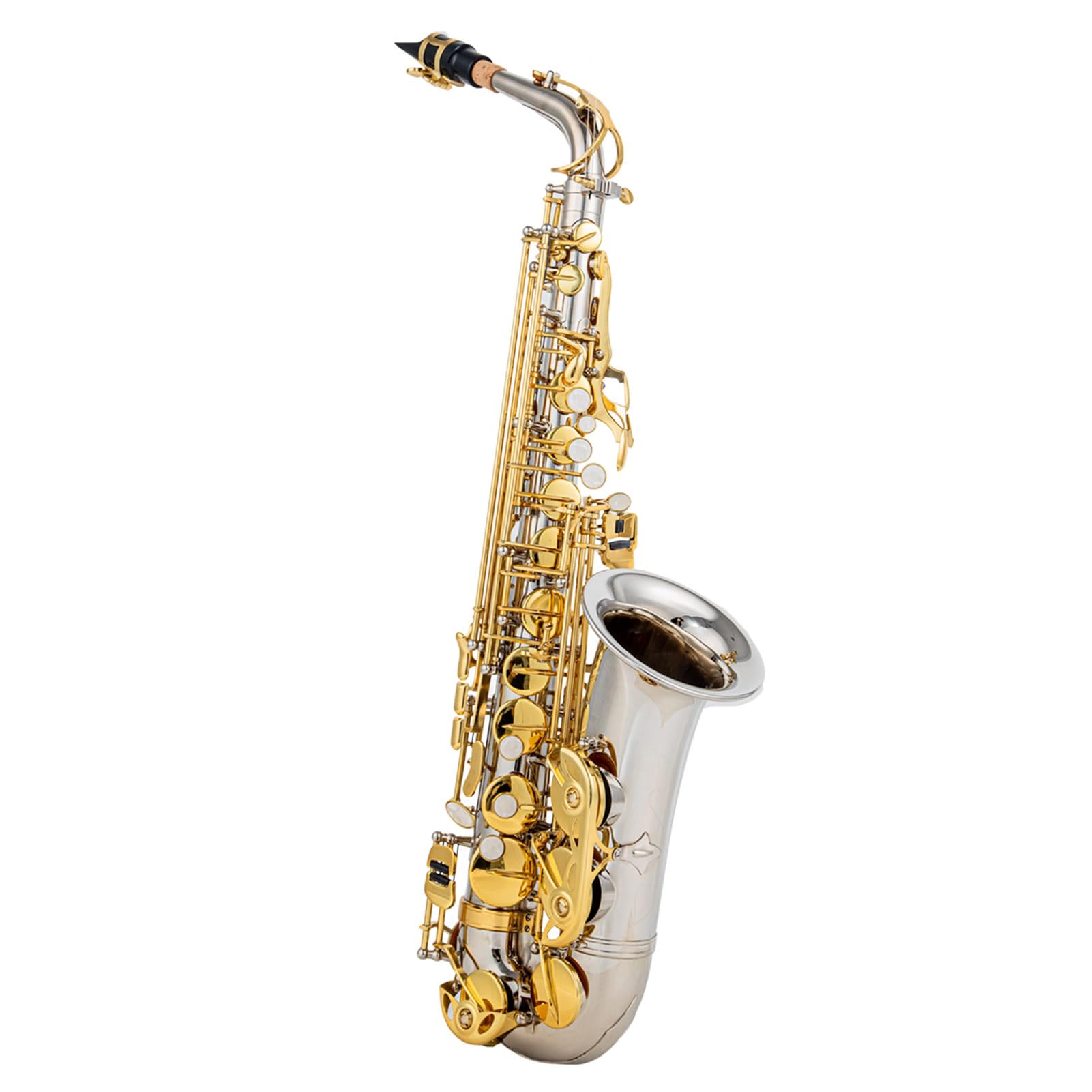 Saxophon,KOCAN Eb Altsaxophon Messing E Flat Sax 802 Tastentyp Holzblasinstrument mit Putzstock,Tuch,Handschuhen,Riemen,gepolsterter Koffer,Eb-Altsaxophon