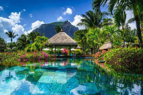 YANCONG Holz Puzzle 1000 Teile Mauritius Schwimmbad Paradies Resort Landschaft Personalisiertes Puzzle 75X50Cm