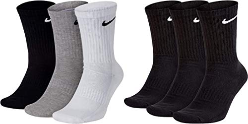 Nike Everyday Cushion Crew Training Socks (3 Pairs), White/Black, L