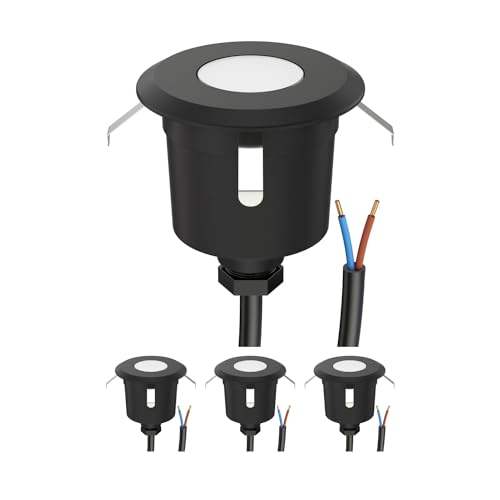 ledscom.de LED Boden-Außenleuchte AGENA für außen, IP65, schwarz, rund, 60mm Ø, kaltweiß, 4 Stk.