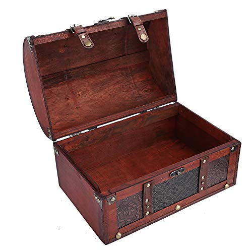 Vintage hölzerne Aufbewahrungsbox, 1PCS Treasure Box, Schmuckkiste Vintage Holz Aufbewahrungsbox,(Medium, Copper coin)