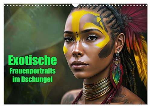 Exotische Frauenportraits im Dschungel (Wandkalender 2024 DIN A3 quer), CALVENDO Monatskalender