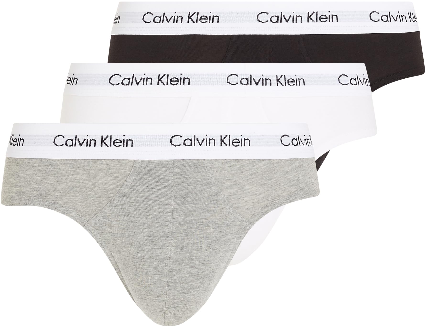 Calvin Klein Herren 3er Pack Hip Briefs Unterhosen Baumwolle mit Stretch, Mehrfarbig (Black/White/Grey Heather), XL