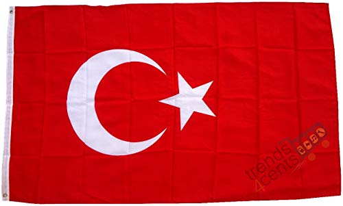 Top Qualität - Flagge TÜRKEI Turkey Türkiye Fahne, 250 x 150 cm, EXTREM REIßFEST, Keine BILLIG-CHINAWARE, Stoffgewicht ca. 100 g/m², sehr robust, extra starke Messing-Ösen