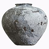 Keramikvase Wabi-Sabi-Vase Handgemachte Steinzeugvase Log Soil Ceramic Jar Retro High-End-Veranda-Dekoration (S : 26x28x8cm)