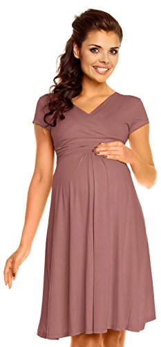 Zeta Ville - Damen - Umstandskleid - Kurzarm - Sommerkleid für Schwangere - 108c (Cappuccino, EU 46, 3XL)