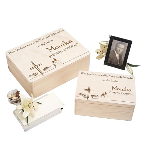 WaldWicht - Personalisierte Erinnerungskiste aus Holz Erinnerungsbox Trauerkiste Trauerbox für Erinnerungen an verstorbene Andenken an Oma, Opa, Papa, Mama Holzbox Kiste Box Trauern Trauerbewältigung