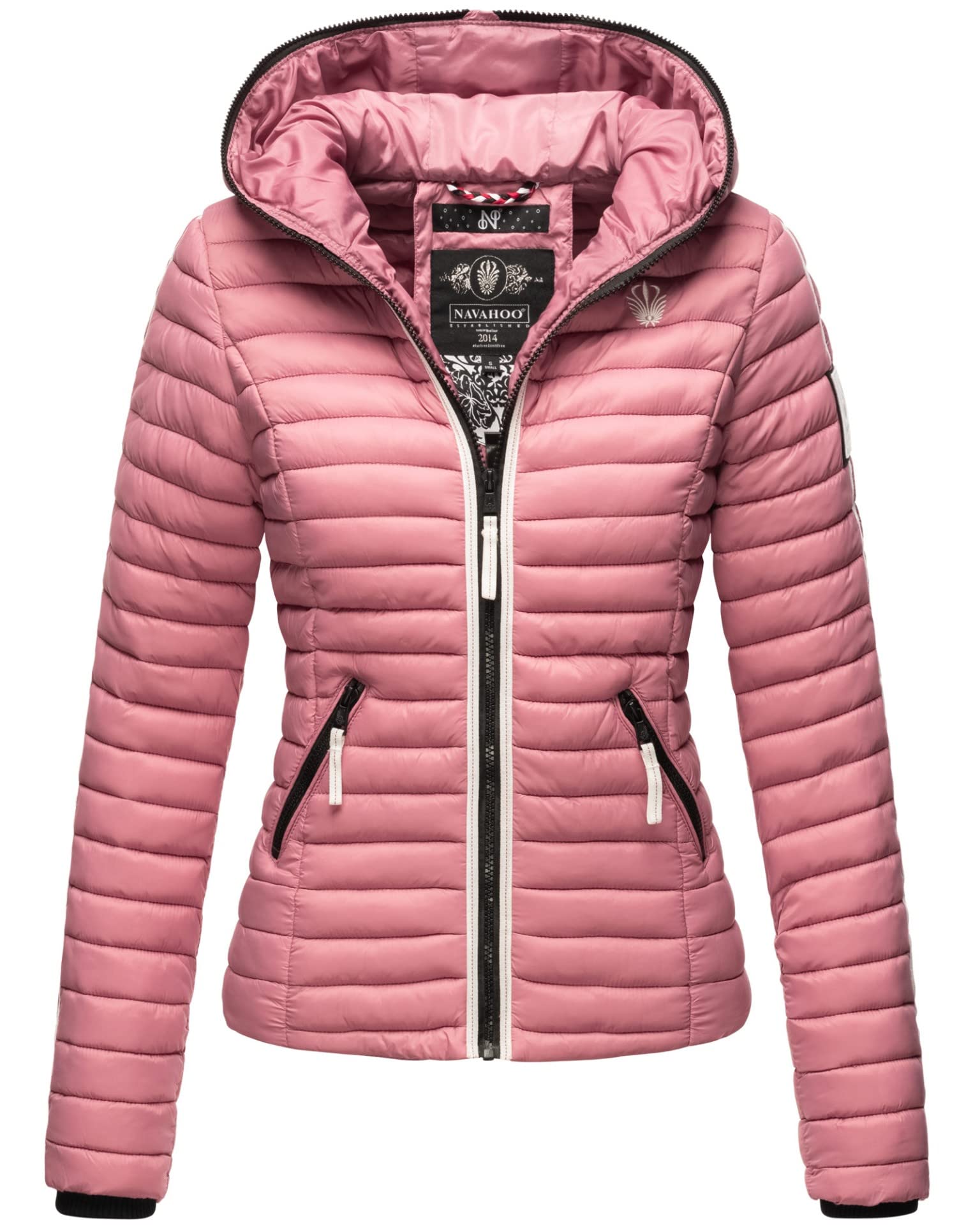 Navahoo Damen Jacke Steppjacke Übergangsjacke gesteppt Herbst Kapuze B811 [B811-Kim-Dark-Rose-G.-Gr.M]