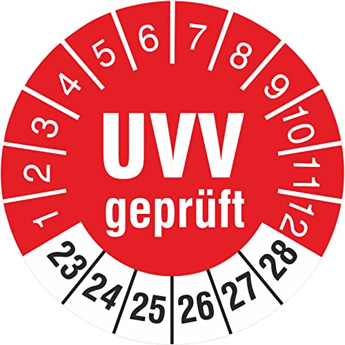 200 Stück UVV geprüft 30 mm Prüfetiketten Prüfplaketten Rollenware türkis 2019-24