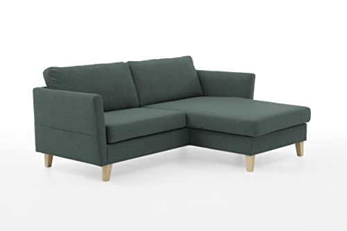 Atlantic Home Collection 2-Sitzer Sofa Mailo mit Links oder rechts montierbarem Longchair, Grün, Breite x Tiefe x Höhe: 204 x 85/150 x 82 cm