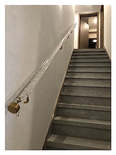 Treppenhandläufe für Innentreppen, modernes Dekor, Wandmontage-Stützstange, rund, 1,5 2 2,5 3 3,6 4 m lang, transparente Acryl-Blasenhandläufe Handicap-Haltegriffe (Farbe: Silberne Endkappen