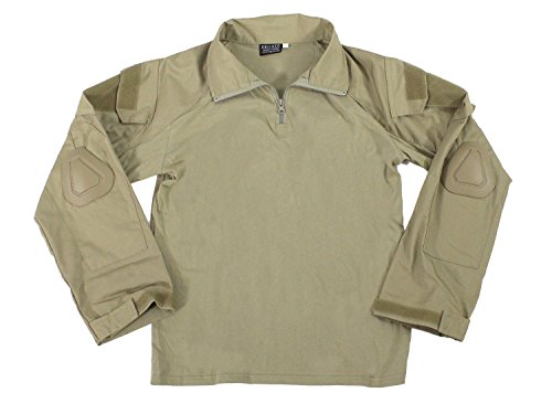 BEGADI Basics Combat Shirt, mit elastischem Torso, 2 Armtaschen & Protektoren - Khaki/TAN, Größe:XXL