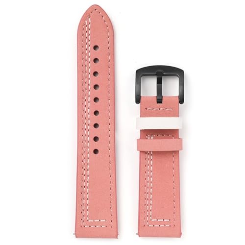 BOLEXA uhr Lederarmband Qualität Echtlederarmband 18mm 20mm 22mm 24mm Armband Smart Watch Band Uhrenzubehör (Color : Pink, Size : 20mm)
