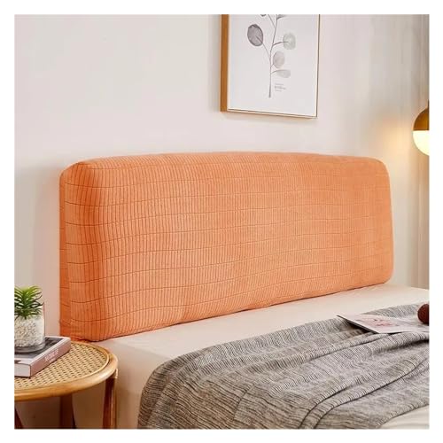 Bettkopfteil Hussen Plaid on BedHead Cover Bed Head Protective Fitted Sheet Headboard Quilted Cotton Pad Elastic Bedding Set Schlafzimmer Kopfteil (Color : Orange, Size : W220 x H60cm)