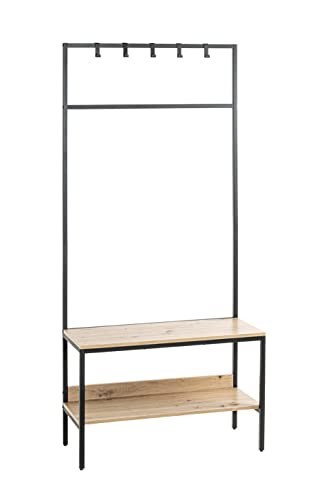 Haku-Möbel Standgarderobe, Metall, T 35 x B 80 x H 180 cm