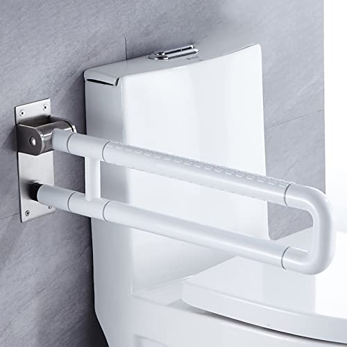 WC Safe Haltegriff,Sicherheits Aufstehhilfe Toiletten Hochklappbar Wandmontage für Schwangere Bad Stützklappgriff Aus Stahl Stützgriff 60cm/70cm/75cm (70cm,Weiß)