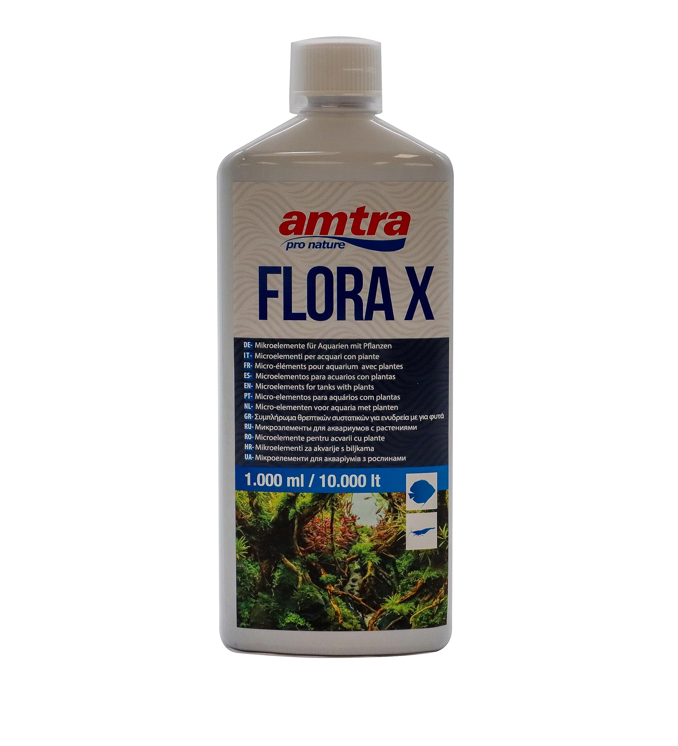 Amtra Flora X - Eisen- und Spurenelementzusatz für Aquarien, Dünger für Aquarienpflanzen, für Süßwasser, 1000 ml