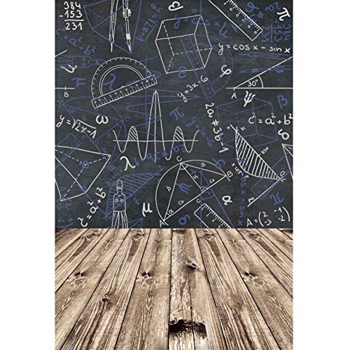 YongFoto 2x3m Vinyl zurück zur Schule Foto Hintergrund Mathematischer Kalkül Klassenzimmer Tafel Holzboden Fotografie Hintergrund Kinder Fotostudio Hintergründe Requisiten