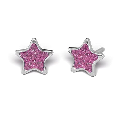 STUDEX Ohrstecker weiß Star - Stern Glitter Pink; System 75