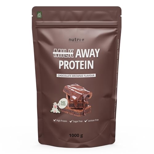 Veganes Proteinpulver CHOCOLATE BROWNIE - Milk Away Vegan Protein ohne Soja 1kg - 5k Eiweiß Shake aus Erbsen, Buchweizen, Hanfsamen, Reis & Kürbiskernen - Eiweißpulver Schokolade