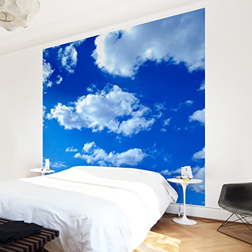Apalis Vliestapete Wolkenhimmel Fototapete Quadrat | Vlies Tapete Wandtapete Wandbild Foto 3D Fototapete für Schlafzimmer Wohnzimmer Küche | Größe: 336x336 cm, blau, 95511