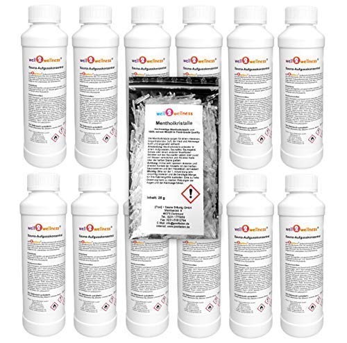 well2wellness® Saunaaufguss - Konzentrate Set 'Frucht + Exotic' mit 12 x 250 ml + 25g Mentholkristalle