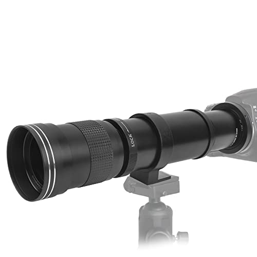 Teleobjektiv, 420800 mm F8.316 Teleobjektiv 2-fache Vergrößerung Manuelles Fokussierzoomobjektiv für Canon EF Mount für die Aufnahme von Wildtieren, Konzerte(Schwarz)