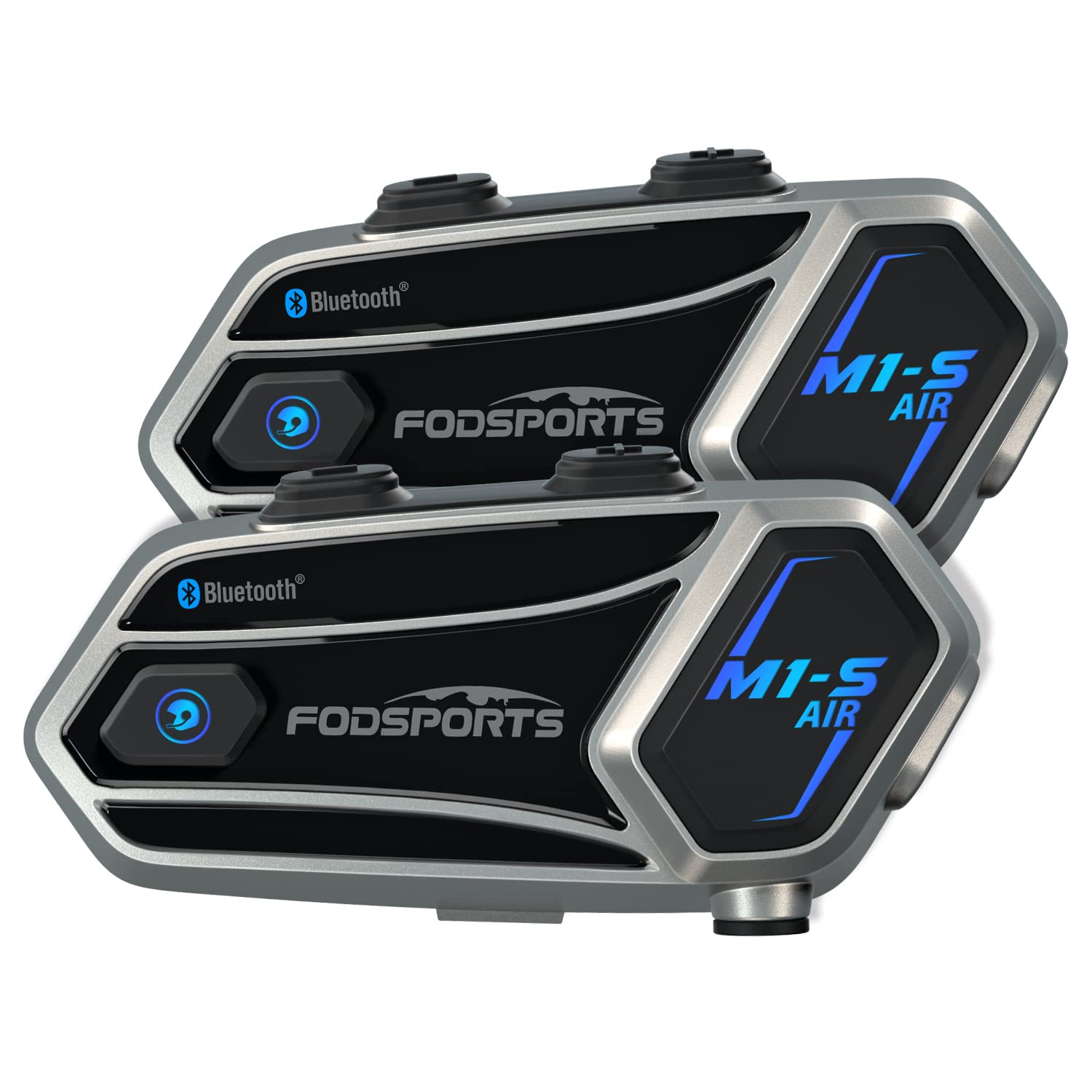 Fodsports M1-S AIR Motorrad Headset, Motorradhelm Bluetooth Headset, Motorrad Kommunikationssystem mit 900 mAh Batterie Musik teilen Mikrofon stumm Funktion