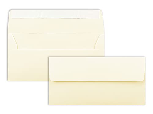 100 Brief-Umschläge DIN Lang - Vanille (Creme) - 110 g/m² - 11 x 22 cm - sehr formstabil - Haftklebung - Qualitätsmarke: FarbenFroh by GUSTAV NEUSER