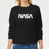 NASA Worm Weiß Logotype Damen Sweatshirt - Schwarz - XL - Schwarz
