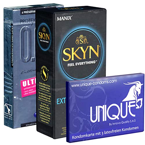 Der Latexfreie Kondomotheke®-Mix 3D - 3 verschiedene Sorten latexfreie Kondome für Allergiker - hypoallergene Kondome ohne Latex, 19 Stück