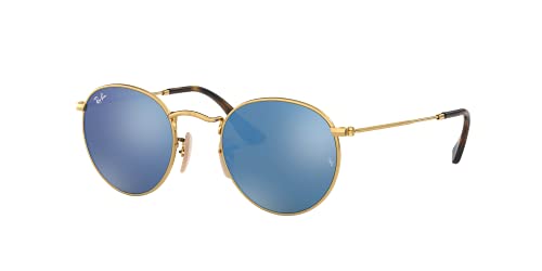 Ray-Ban Unisex Rb 3447n Sonnenbrille, Gold (Gestell: gold,Bügel: havana, Gläser: leichtes blau 001/9O), Small (Herstellergröße: 50)
