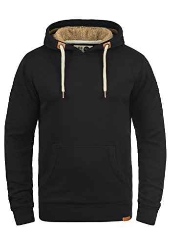 !Solid TripHood Pile Herren Kapuzenpullover Hoodie Sweatshirt Mit Teddyfutter Meliert, Größe:XL, Farbe:Black Pil (P9000)