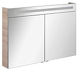 FACKELMANN Spiegelschrank B.CLEVER/zweitürig/Spiegelschrank mit gedämpften Scharnieren/Maße (B x H x T):ca. 120 x 71 x 16 cm/hochwertiger Schrank/Möbel fürs WC und Bad/Korpus: Braun hell