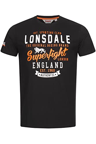 Lonsdale Men's TOBERMORY T-Shirt, Black/Orange/White, M