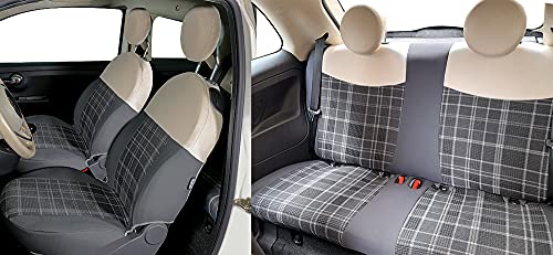 Komplette Serie benutzerdefinierte Sitzbezüge Fiat 500 07> schottisch grau