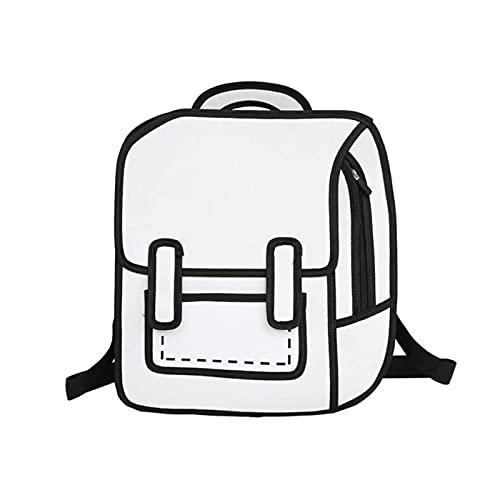 Baodaner Schul-Dagpack, kreativer 2D-Zeichenrucksack, Cartoon-Schultasche, Comic-Büchertasche für Teenager Mädchen, weiß, 36 x 11 x 40cm,