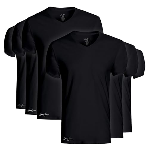 Sean John Essential Herren-Unterhemden mit V-Ausschnitt, atmungsaktiv, ohne Etikett, Baumwolle, Herren-T-Shirt, 6er-Pack, Schwarz, XL