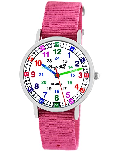 Pacific TimPacific Time Kinder Armbanduhr Mädchen Jungen Uhr Kids Lernuhr rosa Textil Wechselarmband analog Quarz 10901